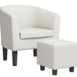 Best Muebles tifón Sillón con taburete cuero sintético blanco Blanco