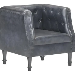 Best Muebles tifón Sillón de cuero auténtico gris Gris