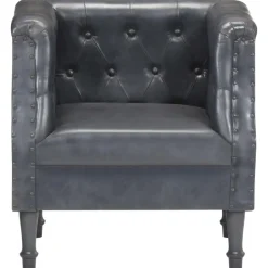 Best Muebles tifón Sillón de cuero auténtico gris Gris