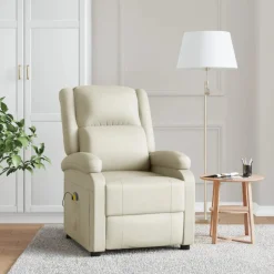 Clearance Muebles tifón Sillón de masaje de cuero sintético crema Crema