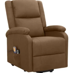 Discount Muebles tifón Sillón de masaje elevable de tela marrón Marrón