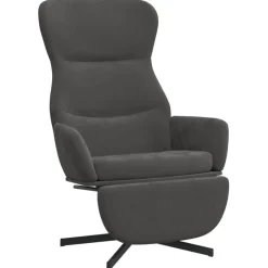 Best Muebles tifón Sillón de relax con reposapiés terciopelo gris oscuro Gris