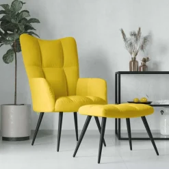 Best Muebles tifón Sillón de relax con taburete terciopelo amarillo mostaza Amarillo