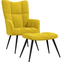 Best Muebles tifón Sillón de relax con taburete terciopelo amarillo mostaza Amarillo