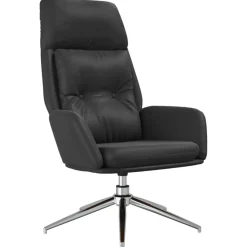 Best Muebles tifón Sillón de relax de cuero auténtico negro Negro