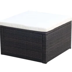 Best Muebles tifón Taburete otomana poli ratán 53x53x30 cm marrón