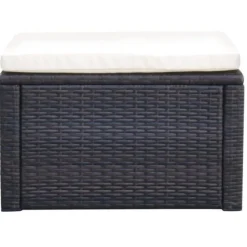 Best Muebles tifón Taburete otomana poli ratán 53x53x30 cm marrón