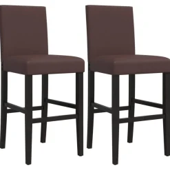 Best Muebles tifón Taburetes altos 2 uds madera maciza de caucho y cuero sintético Marrón