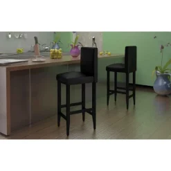 Best Muebles tifón Taburetes de bar 6 unidades de cuero artificial negro Negro