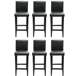 Best Muebles tifón Taburetes de bar 6 unidades de cuero artificial negro Negro