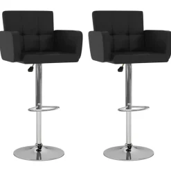 Best Muebles tifón Taburetes de barra de cocina 2 unidades cuero sintético negro Negro