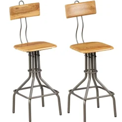 Best Muebles tifón Taburetes de cocina 2 unidades madera maciza de teca reciclada Marrón