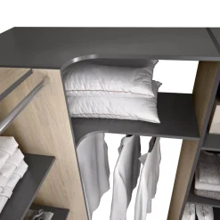 Clearance Muebles tifón Vestidor 3 columnas, 3 barras y cortina CLOT 187 Natural  grafito